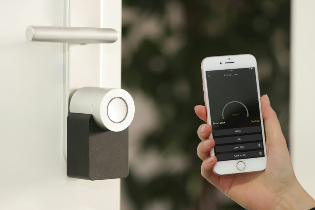 Smart door lock being operated from a mobile phone
